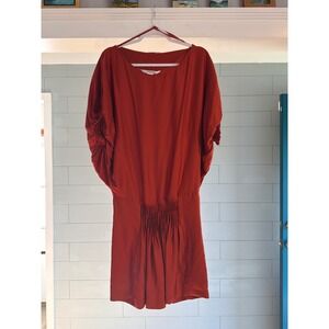 Diane von Furstenberg Silk Smocked Dolman Mini Dress Rust Orange Size 2